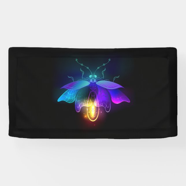 Neon Firefly auf schwarz Banner (Horizontal)