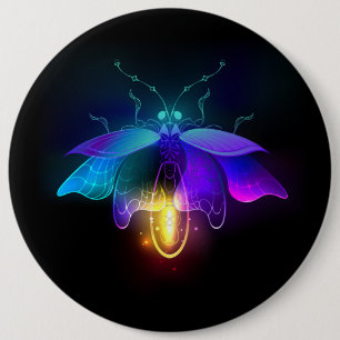 Neon Firefly auf schwarz Button