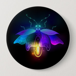 Neon Firefly auf schwarz Button