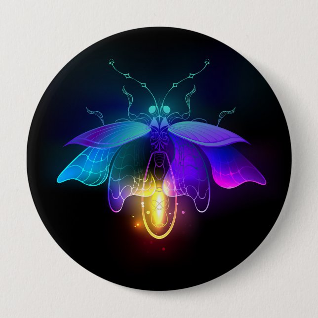 Neon Firefly auf schwarz Button (Vorderseite)