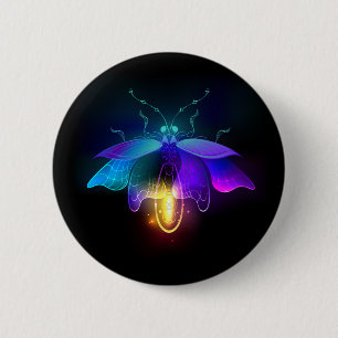 Neon Firefly auf schwarz Button