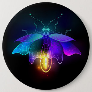 Neon Firefly auf schwarz Button