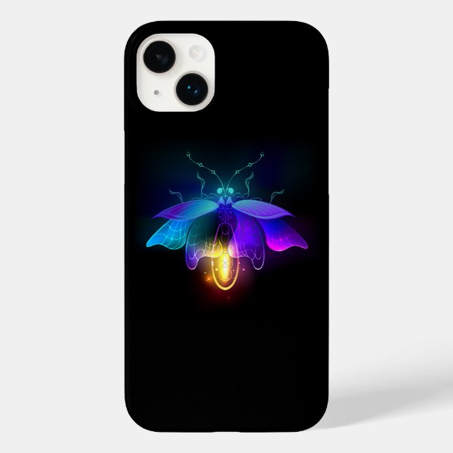 Neon Firefly auf schwarz Case-Mate iPhone 14 Plus Hülle (Rückseite)