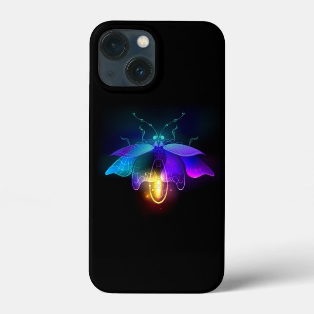 Neon Firefly auf schwarz Case-Mate iPhone Hülle (Rückseite)