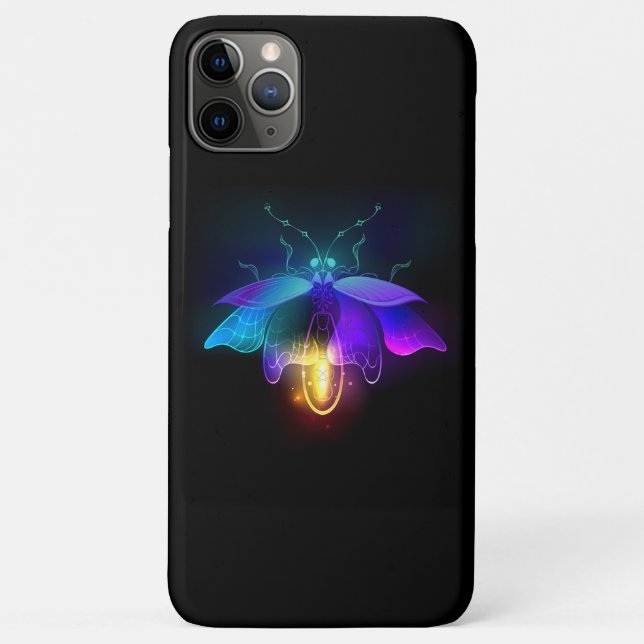 Neon Firefly auf schwarz Case-Mate iPhone Hülle (Rückseite)