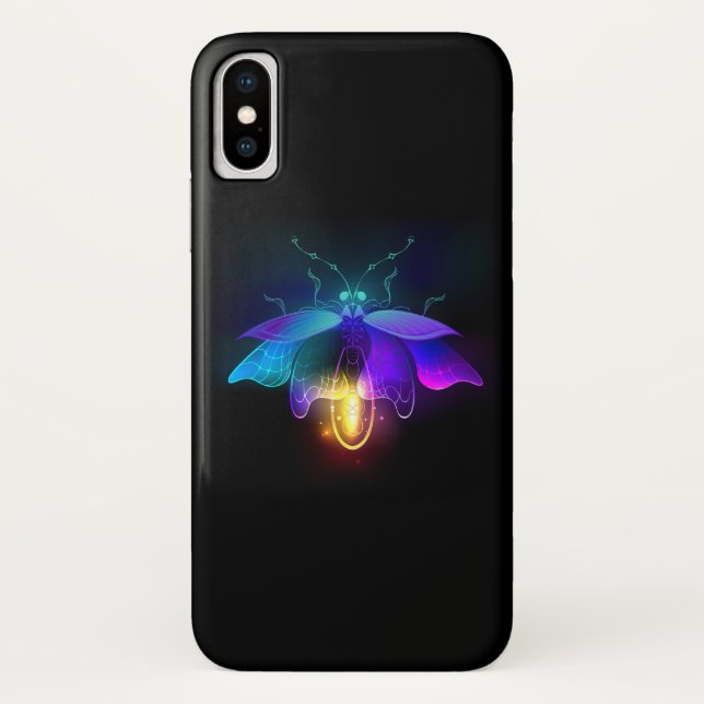 Neon Firefly auf schwarz Case-Mate iPhone Hülle (Rückseite)