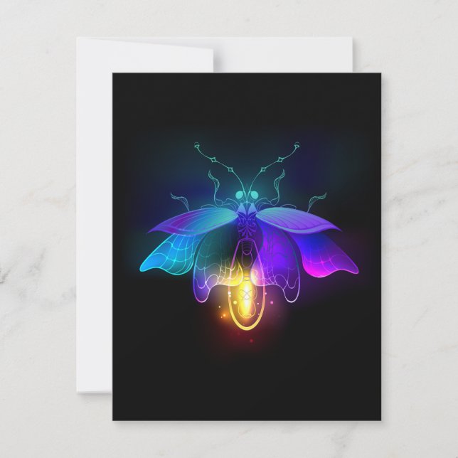 Neon Firefly auf schwarz Dankeskarte (Vorderseite)
