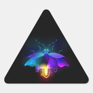 Neon Firefly auf schwarz Dreieckiger Aufkleber