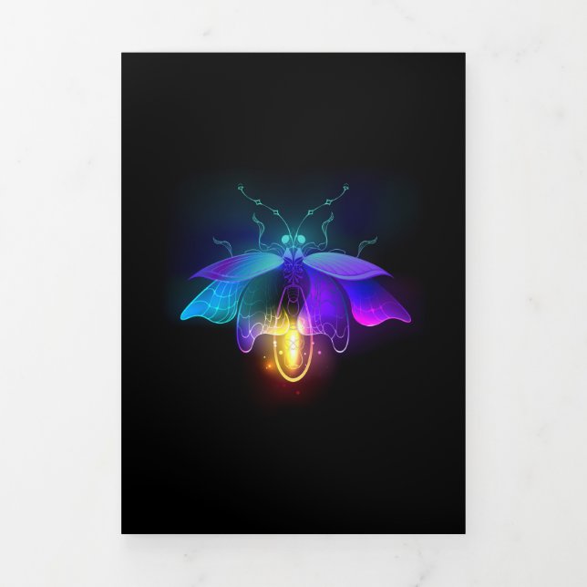 Neon Firefly auf schwarz Dreifach-gefaltete Programmkarte (Cover)