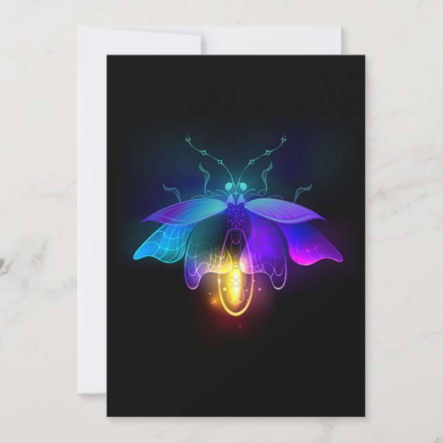 Neon Firefly auf schwarz Einladung (Vorderseite)