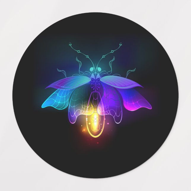 Neon Firefly auf schwarz Etiketten (Design 1)