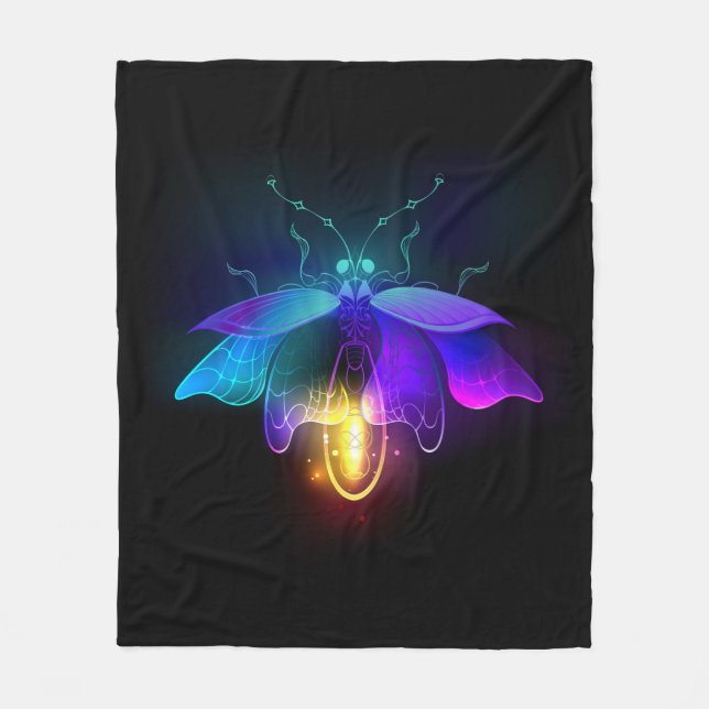 Neon Firefly auf schwarz Fleecedecke (Vorderseite)