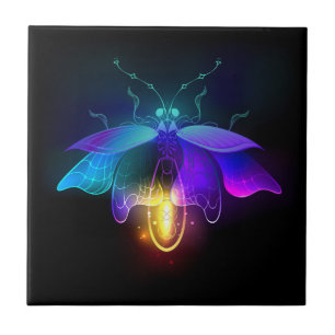 Neon Firefly auf schwarz Fliese