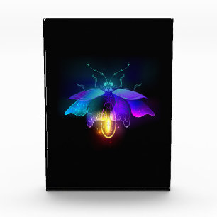 Neon Firefly auf schwarz Fotoblock