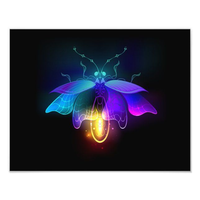 Neon Firefly auf schwarz Fotodruck (Vorne)