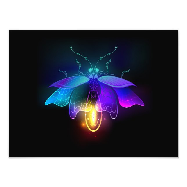 Neon Firefly auf schwarz Fotodruck (Vorne)