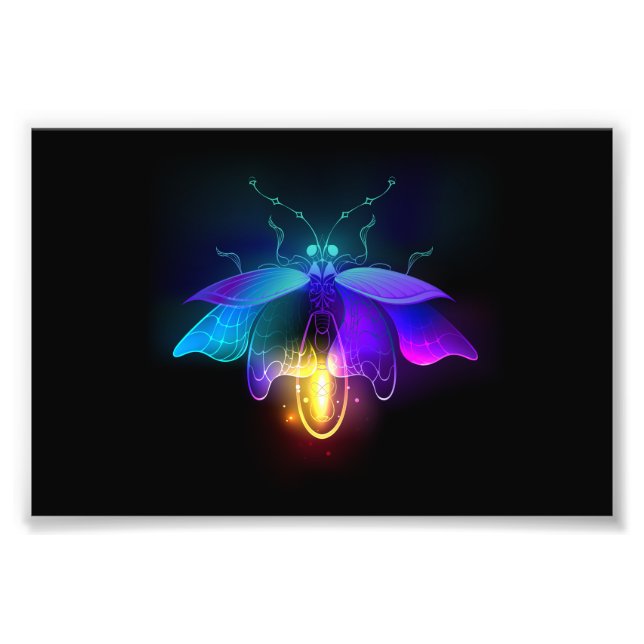 Neon Firefly auf schwarz Fotodruck (Vorne)