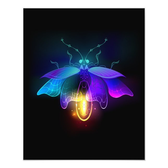 Neon Firefly auf schwarz Fotodruck (Vorne)