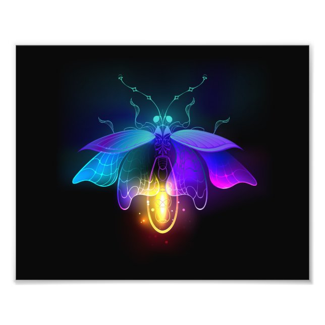 Neon Firefly auf schwarz Fotodruck (Vorne)