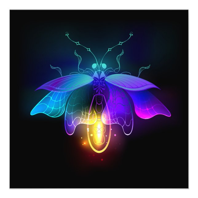 Neon Firefly auf schwarz Fotodruck (Vorne)