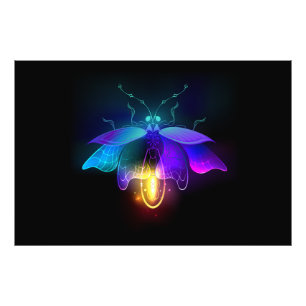 Neon Firefly auf schwarz Fotodruck
