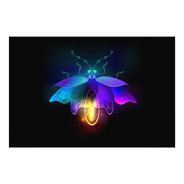 Neon Firefly auf schwarz Fotodruck (Vorne)