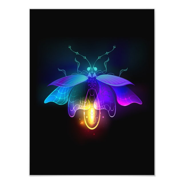 Neon Firefly auf schwarz Fotodruck (Vorne)