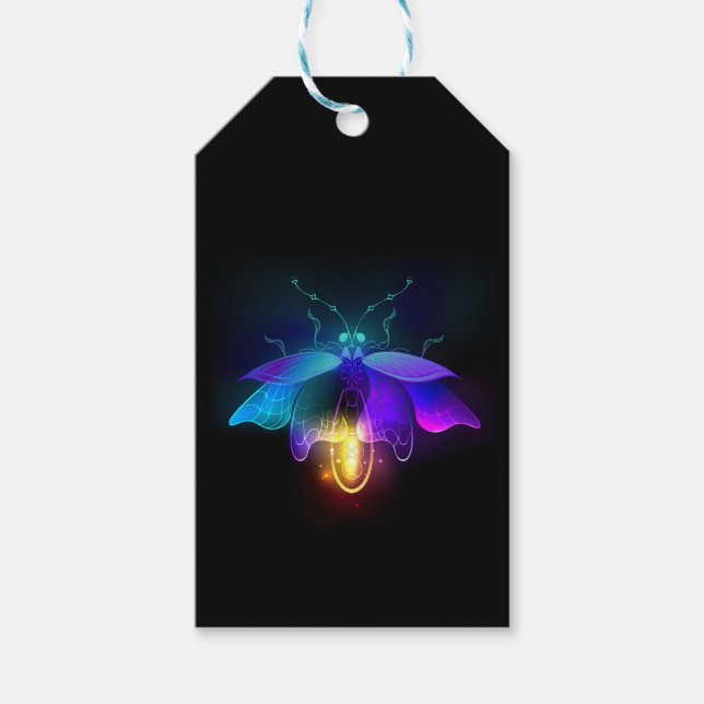 Neon Firefly auf schwarz Geschenkanhänger (Vorderseite)