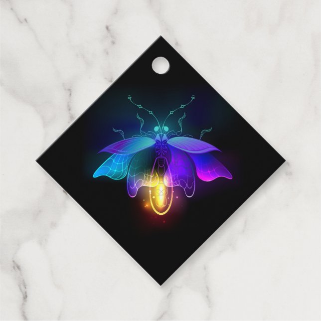Neon Firefly auf schwarz Geschenkanhänger (Vorderseite)