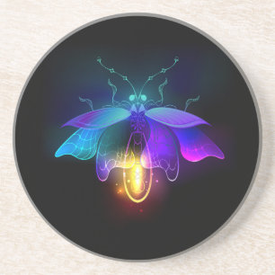 Neon Firefly auf schwarz Getränkeuntersetzer