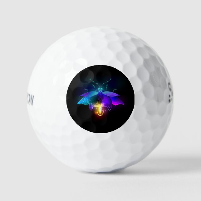 Neon Firefly auf schwarz Golfball (Vorderseite)