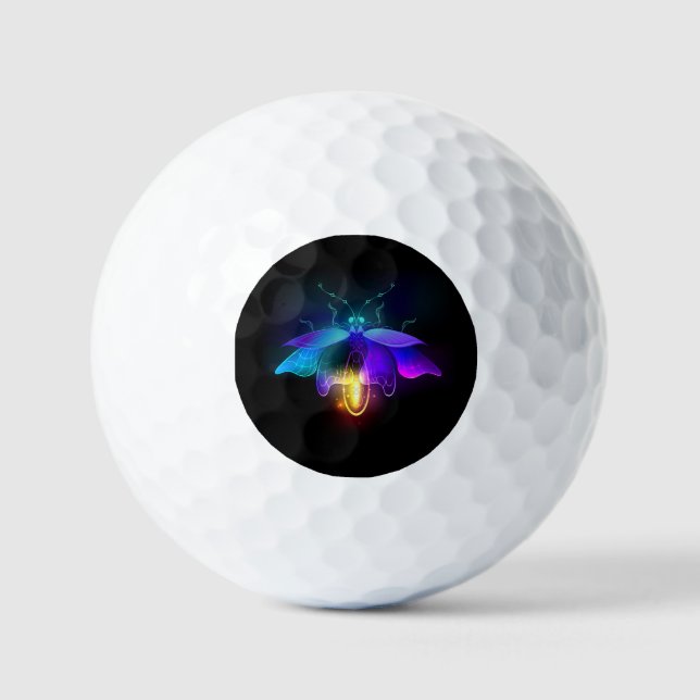 Neon Firefly auf schwarz Golfball (Vorderseite)