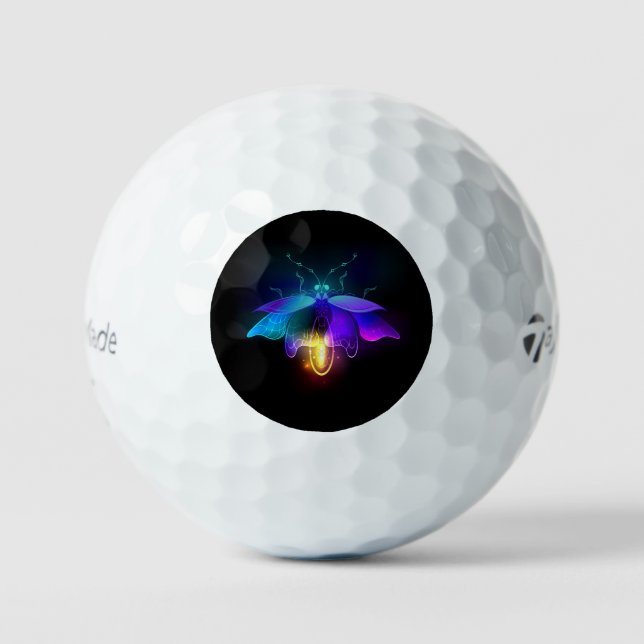 Neon Firefly auf schwarz Golfball (Vorderseite)