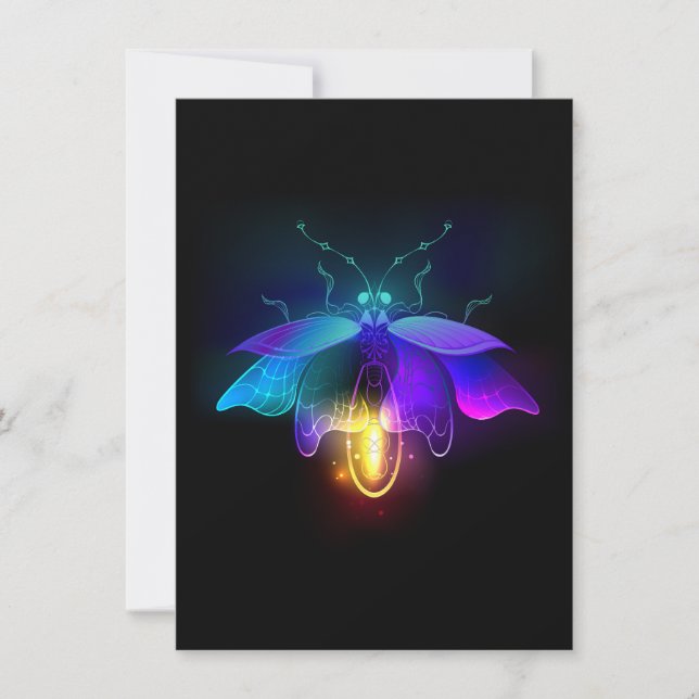 Neon Firefly auf schwarz Karte (Vorderseite)
