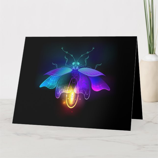 Neon Firefly auf schwarz Karte (Vorderseite)