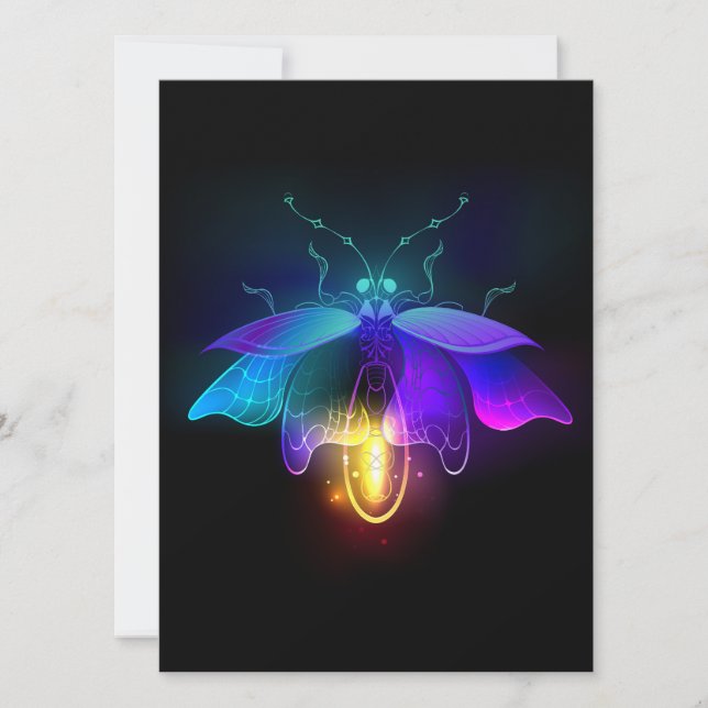 Neon Firefly auf schwarz Karte (Vorderseite)