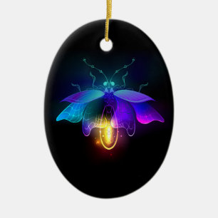 Neon Firefly auf schwarz Keramik Ornament