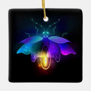 Neon Firefly auf schwarz Keramikornament
