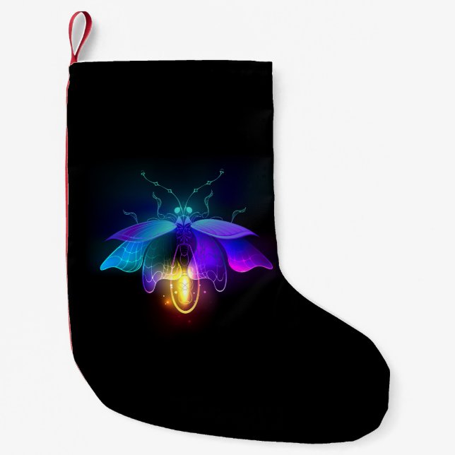Neon Firefly auf schwarz Kleiner Weihnachtsstrumpf (Vorderseite)