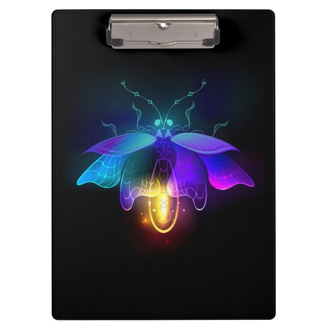 Neon Firefly auf schwarz Klemmbrett (Vorderseite)