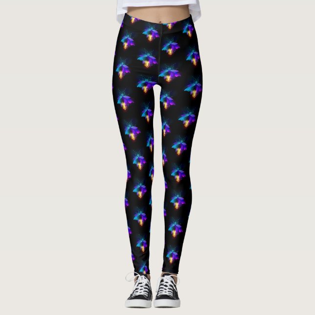 Neon Firefly auf schwarz Leggings (Vorderseite)