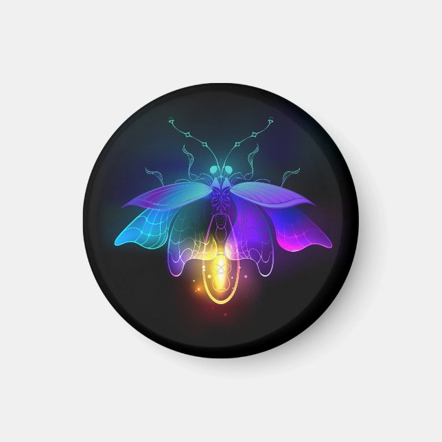 Neon Firefly auf schwarz Magnet (Vorne)