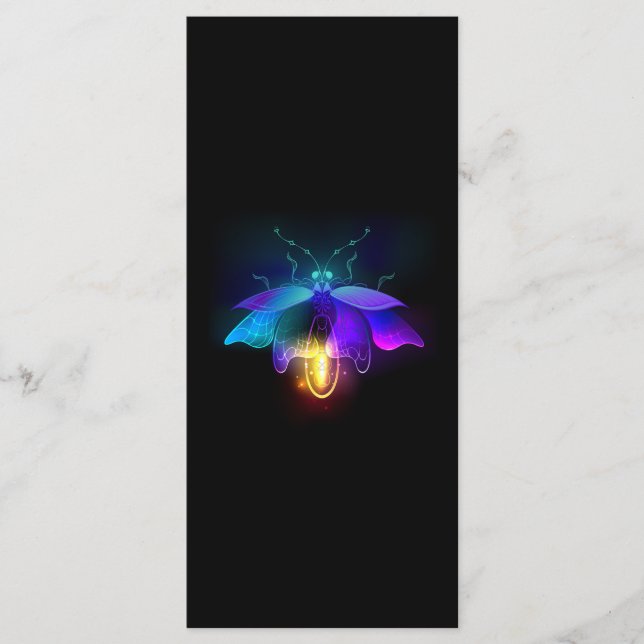 Neon Firefly auf schwarz Menükarte (Vorderseite)