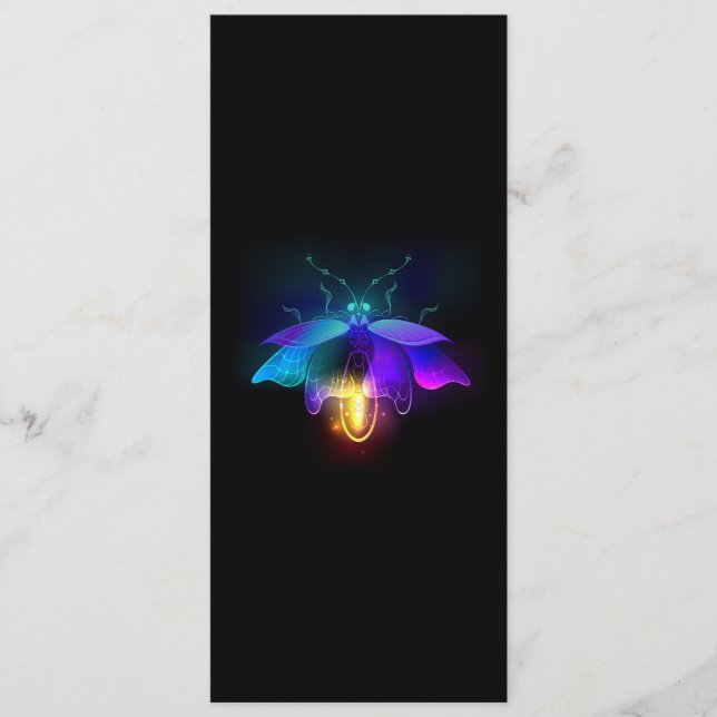 Neon Firefly auf schwarz Menükarte (Vorderseite)