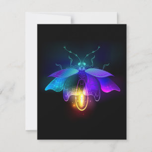 Neon Firefly auf schwarz Mitteilungskarte