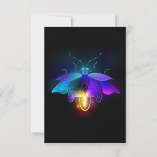 Neon Firefly auf schwarz Mitteilungskarte