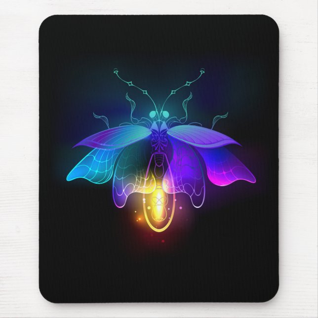 Neon Firefly auf schwarz Mousepad (Vorne)
