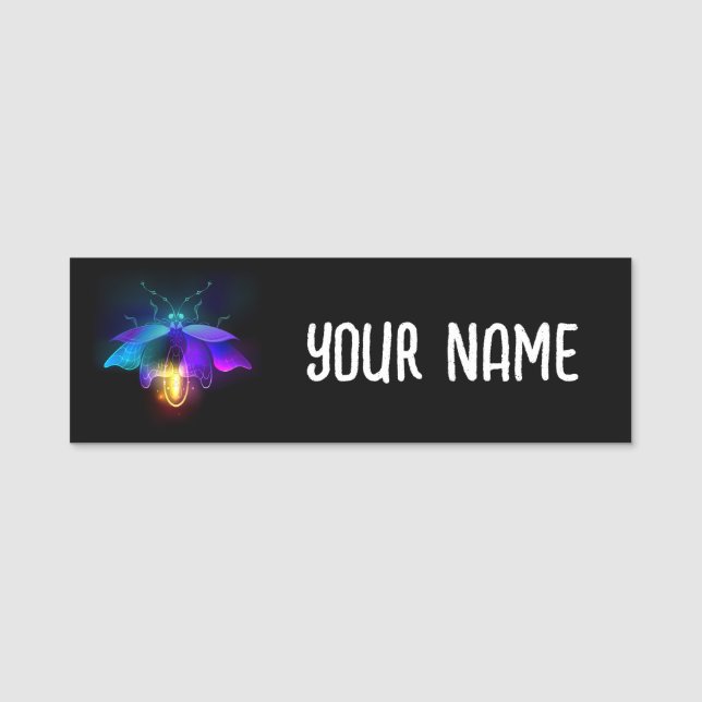 Neon Firefly auf schwarz Namensschild (Vorderseite)