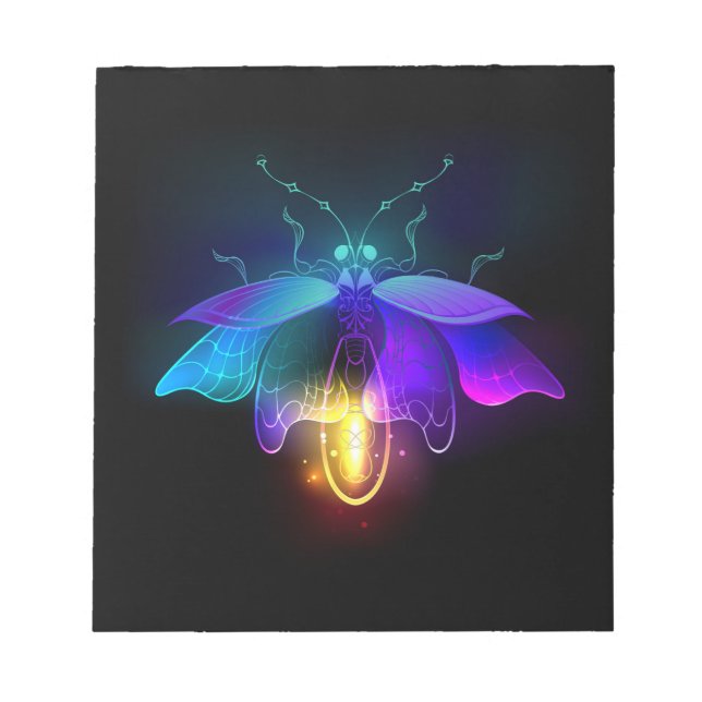 Neon Firefly auf schwarz Notizblock (Vorderseite)