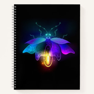 Neon Firefly auf schwarz Notizbuch